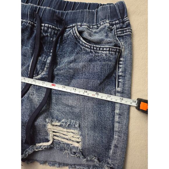 YMI Dream Small Stretch Easy Fit Distressed Denim Shorts Dark Blue - Picture 7 of 8